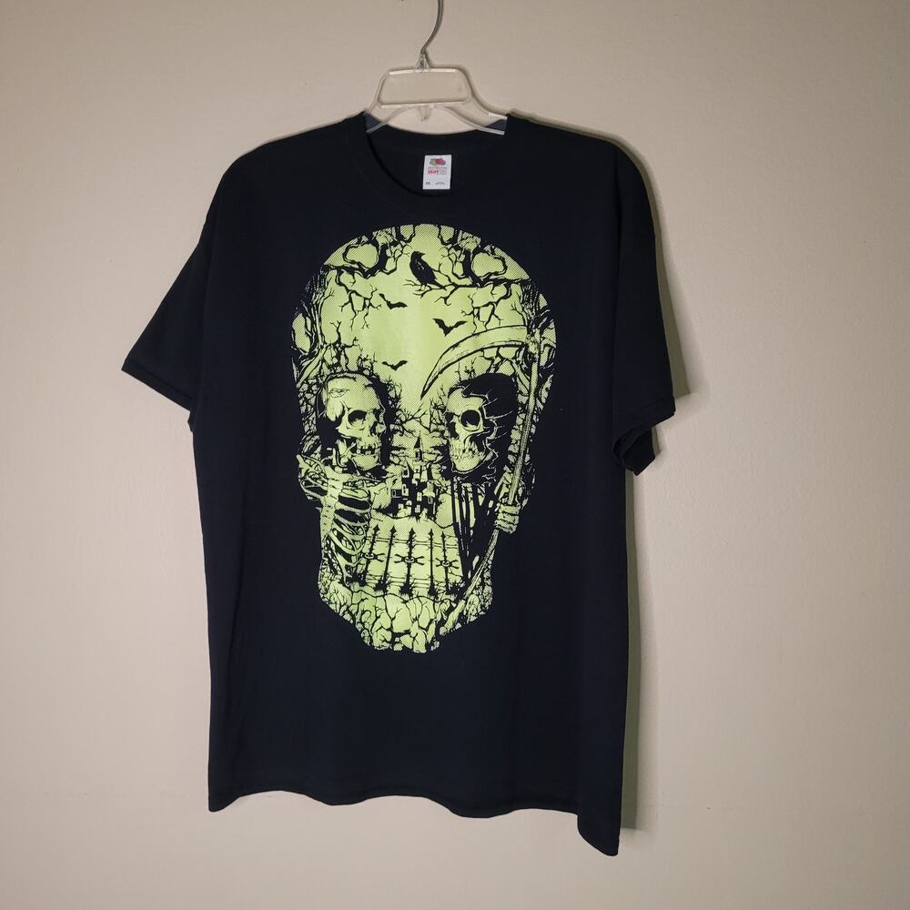 Fruit Of The Loom 2XL Skull Reaper Glow Graphic Tee